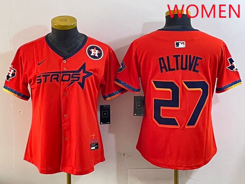 Women Houston Astros #27 Altuve Orange Fourth generation Joint Name Nike 2025 MLB Jersey style 6